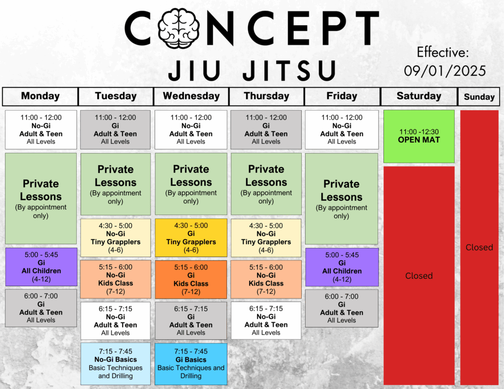 Schedule & Events | Concept Jiu-Jitsu Clearwater